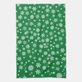 Linge De Cuisine Flocons blancs sur un Noël vert (Vertical)
