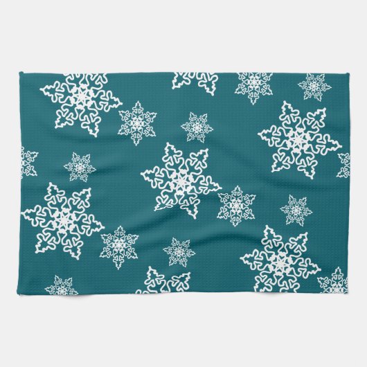 Linge De Cuisine Flocons de neige blancs (Horizontal)