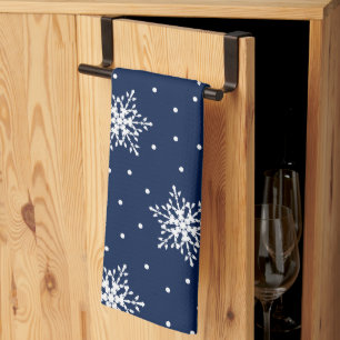 Linge De Cuisine Flocons de neige blancs avec pois