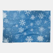 Linge De Cuisine Flocons de Neige Bleus Classique Hiver Blanc (Horizontal)
