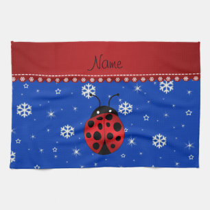 Linge De Cuisine Flocons de neige nommés personnalisés de bleu de