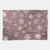 Linge De Cuisine Flocons de neige rose poussiéreux Élégantes Fêtes (Horizontal)