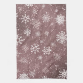 Linge De Cuisine Flocons de neige rose poussiéreux Élégantes Fêtes (Vertical)