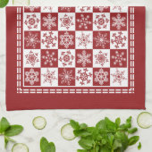 Linge De Cuisine Flocons de neige traditionnels de rouge de Noël de (Plié)