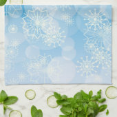 Linge De Cuisine Flocons de Noël sur fond bleu (Plié)