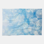 Linge De Cuisine Flocons de Noël sur fond bleu (Horizontal)