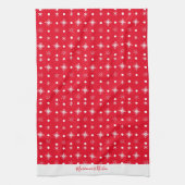 Linge De Cuisine Flocons Mignons Motif Blanc Nom du Script Rouge (Vertical)
