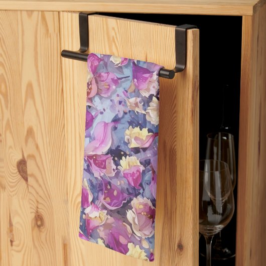 Linge De Cuisine Floral  (Pliage en tiers)