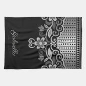 Linge De Cuisine Floral Abstrait métallique (Horizontal)