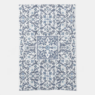 Linge De Cuisine Floral bleu Denim