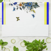 Linge De Cuisine floral bleu et jaune (Plié)