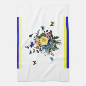 Linge De Cuisine floral bleu et jaune (Vertical)