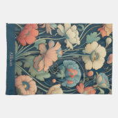 Linge De Cuisine Floral bleu marine (Horizontal)