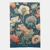 Linge De Cuisine Floral bleu marine (Vertical)