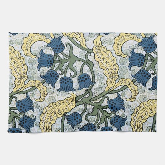 Linge De Cuisine Floral Blue Flowers Lily Valley Répétition (Horizontal)