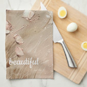 Linge De Cuisine Floral Boho Beige Blanc (Quart Plié)