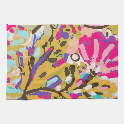 Linge De Cuisine Floral Boho rose I (Horizontal)