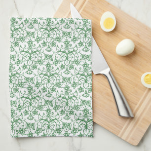 Linge De Cuisine Floral chic décoratif blanc vert de bigorneau