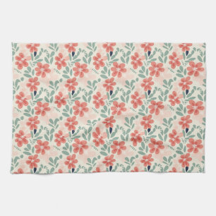Linge De Cuisine Floral coloré aux fleurs rose, verte et bleue