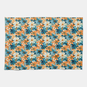 Linge De Cuisine Floral coloré avec flux bleu, orange et jaune