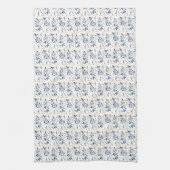 Linge De Cuisine Floral d'aquarelle marine et or (Vertical)