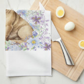 Linge De Cuisine Floral de Bulldog français (Quart Plié)