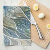 Linge De Cuisine Floral Dream Motif Abstrait Blue Khaki Fractal (Quart Plié)