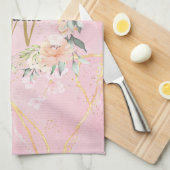 Linge De Cuisine Floral Gold Script Monogramme rose Géode Agate (Quart Plié)