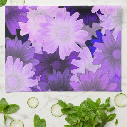 Linge De Cuisine Floral mauve (Plié)