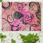 Linge De Cuisine Floral moderne de peinture d'abrégé sur rose (Plié)