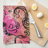 Linge De Cuisine Floral moderne de peinture d'abrégé sur rose (Quart Plié)