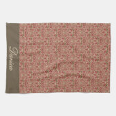 Linge De Cuisine Floral moderne rétro en rouge et vert (Horizontal)