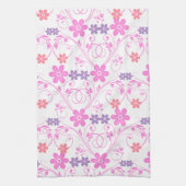 Linge De Cuisine Floral moderne violet rose (Vertical)