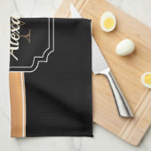 Linge De Cuisine Floral noir et blanc (Quart Plié)