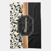 Linge De Cuisine Floral noir et blanc (Vertical)