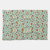 Linge De Cuisine Floral pattern blanket with a light blue backgroun (Horizontal)