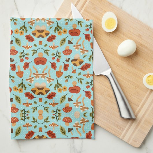 Linge De Cuisine Floral pattern blanket with a light blue backgroun
