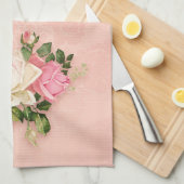 Linge De Cuisine Floral rose avec Diamond Tiara Princess Design (Quart Plié)