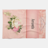 Linge De Cuisine Floral rose avec Diamond Tiara Princess Design (Horizontal)
