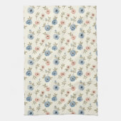 Linge De Cuisine Floral rose et bleu doux (Vertical)