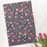 Linge De Cuisine Floral rose noir Motif<br><div class="desc">Art bohème moderne. Joli boho lâche peinture florale rose sur un arrière - plan gris foncé. Art original de Nic Squirrell.</div>