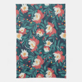 Linge De Cuisine Floral rouge et blanc (Vertical)