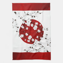 Floral Rouge Et Blanc Fleurs De Cerisier Soleil Le