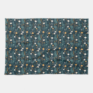 Linge De Cuisine Floral sans joint en bleu, jaune et orange