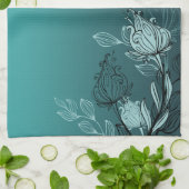 Linge De Cuisine Floral Turquoise moderne (Plié)