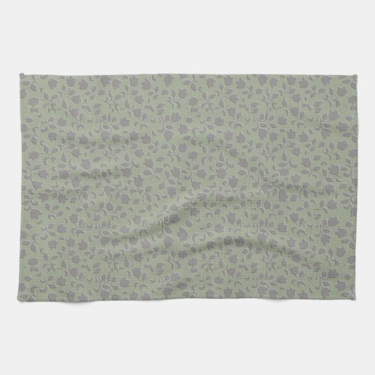 Linge De Cuisine Floral vert olive (Horizontal)
