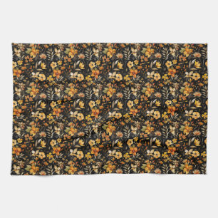 Linge De Cuisine Floral Vibrant aux fleurs orange et jaune
