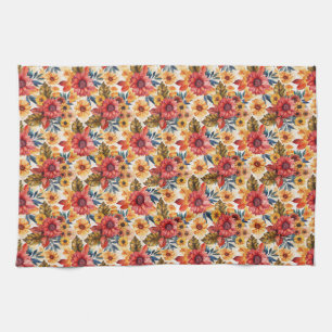 Linge De Cuisine Floral vibrant avec tournesol et Feuille