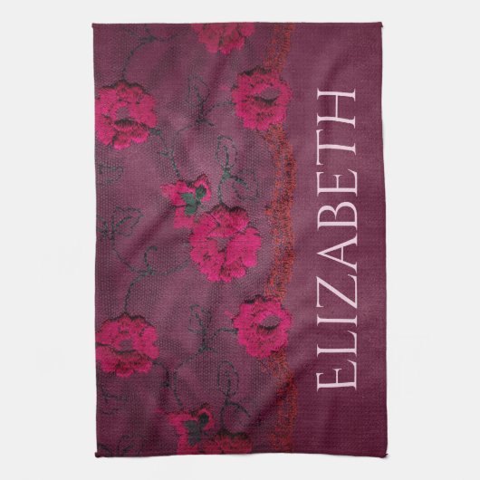 Linge De Cuisine Floral violet victorien (Vertical)