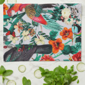 LINGE DE CUISINE FLORALE ET OISEAUX XIV-II (Plié)